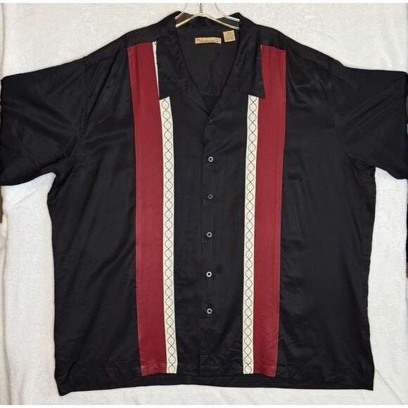 The Havanera Company Men's Shirt Size 3XLT Bowling Button Up Shirt Black Red - Picture 1 of 16